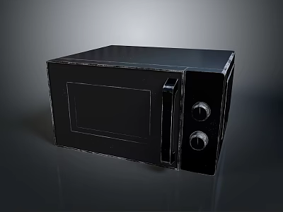 Black Modern Microwave Oven With Two Control Knobs And Front Door Design 3d model