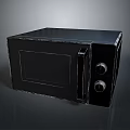 Black Modern Microwave Oven With Two Control Knobs And Front Door Design 3d model