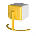 White Cube Shaped Decorative Object With Yellow Curved Stand And Modern Design 3d model