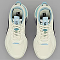White Casual Sneakers With Light Blue Accents And Dark Contrast Side Panels