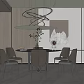 Modern Dining Table and Chair Combination 3d model