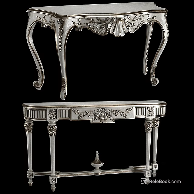 Elegant Functional Table With Intricate Carvings And European Style Design 3d model 