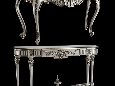 Elegant Functional Table With Intricate Carvings And European Style Design 3d model
