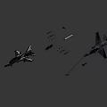 Modern Black and White Fighter Jet Featuring Colorful Emblems on Wings Tail and Streamlined Body