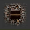 Traditional Wooden Well with Red Tiled Roof and Square Structure on Cobblestone Ground and Bucket
