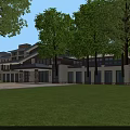 Large Scale Aerial View Planning With Buildings Green Areas And Waterbody