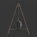 Outdoor Play Equipment Featuring Wooden Frame And Hanging Tire Swing