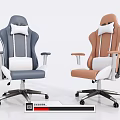 Modern Leisure Chairs With Gray Orange Upholstery Headrests Armrests And Wheels