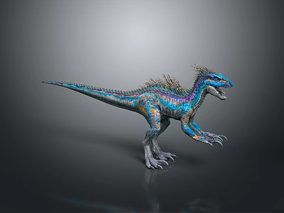Vibrant Dinosaur 3D Model Featuring Shiny Scales Spiked Back Sharp Claws And Open Mouth 3d model