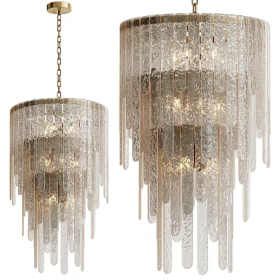 Elegant Modern Transparent Glass Chandeliers With Long Dangling Fringe Illuminated Design 3d model
