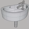 Modern Sleek White Wall Mounted Ceramic Washbasin With Silver Faucet