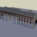Modern Commercial Complex Exterior Design With Traditional Style Roof And Large Windows Multi story Structure