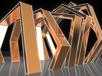 Modern Luxury Event Entrance With Golden Geometric Structure And Three Dimensional Design 3d model