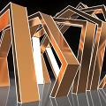 Modern Luxury Event Entrance With Golden Geometric Structure And Three Dimensional Design