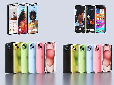 Modern Smartphones With Multiple Color Options And Vibrant Screen Displays 3d model