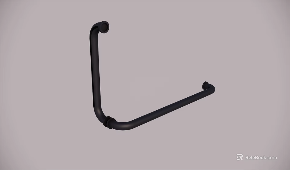 Black Metal L Shaped Door Handle With Smooth Surface And Simple Design 3d model 
