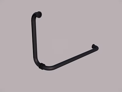 Black Metal L Shaped Door Handle With Smooth Surface And Simple Design 3d model