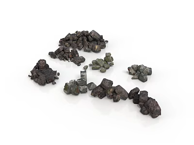 Natural Wood and Stone Chunks with Various Colors for Decorative Use 3d model