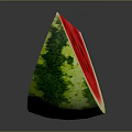 Fresh Juicy Watermelon Slice with Red Flesh Black Seeds and Green Rind