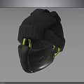 Black Knitted Beanie With Black Face Mask And Yellow Straps Casual Winter Accessory