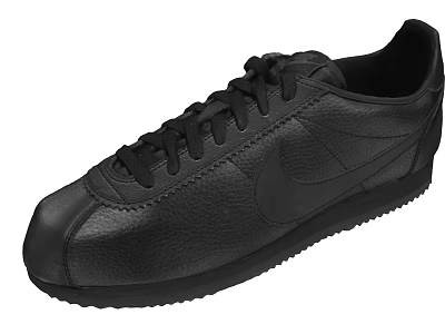 Black Leather Casual Shoes With Classic Laces And Rubber Sole Design 3d model