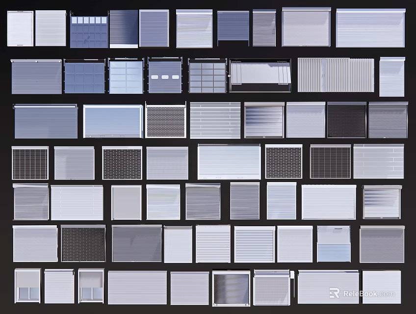 Various Window Blinds In Different Styles Colors And Designs For Home Decor 3d model 