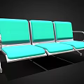 Turquoise Public Chair With Three Seats Metal Frame And Comfortable Seat Backrest