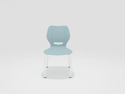 Light Blue Modern Single Chair With Curved Backrest And White Legs 3d model