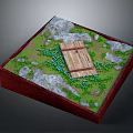 Organic Fresh Edible Herbs Placed on Wooden Board with Green Plants and Stones