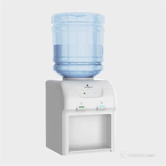 White Water Dispenser Daily Use Appliance With Hot Cold Functions And Water Bottle 3d model 