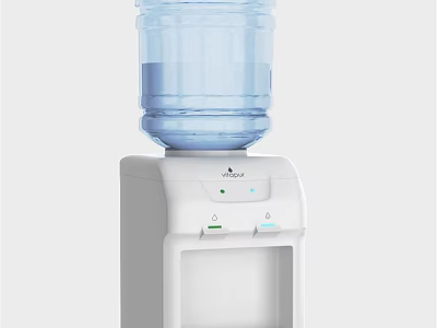 White Water Dispenser Daily Use Appliance With Hot Cold Functions And Water Bottle 3d model