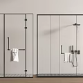 Modern Shower Sauna Interior Design With Glass Panels Black Frame Handheld Shower And Towel Rack
