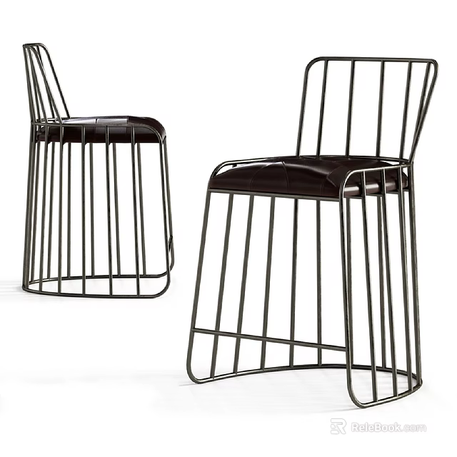 Modern Outdoor Chair With Stylish Metal Frame And Comfortable Black Seat Cushion 3d model 