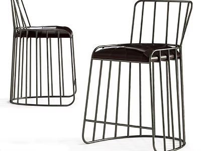 Modern Outdoor Chair With Stylish Metal Frame And Comfortable Black Seat Cushion 3d model