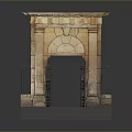 Scenic Classical Stone Archway With Carved Details Black Iron Gates And Solid Base