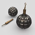 Vintage Military Grenade With Textured Surface And Metal Parts As Tactical Weapon