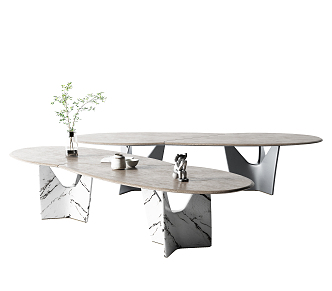 Modern table dining table combination 3d model