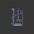 Industrial Mechanical Equipment Model Featuring Pump Piping Motor And Metal Structure