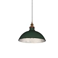 Vintage Industrial Pendant Light With Green Shade Brass Top And White Interior Light Bulb
