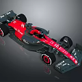 Red And Black Formula 1 Racing Car With Aerodynamic Bodywork And Sponsor Logos