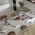 Modern Living Dining Room Interior With TV Wall Sofa And Decorative Round Rug