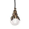 Vintage Brass Chandelier With Intricate Leaf Accents And Clear Glass Bulb