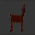 Red Classic Carved Armchair With Ornate Backrest And Decorative Legs