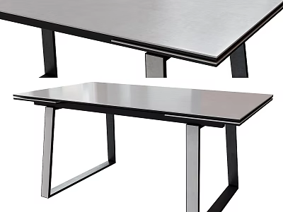 Modern Dining Table With Sleek Surface And Geometric Metal Leg Design 3d model