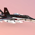 Black And White Fighter Jet With Missiles And 01 10 Markings In Orange Sky