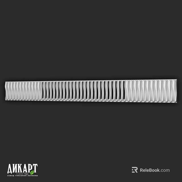 Long Striped Metal Component With Silver Finish And Grooved Structure 3d model 