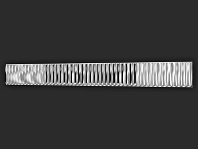 Long Striped Metal Component With Silver Finish And Grooved Structure 3d model