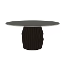 Light Colored Textured Top Dining Table With Dark Brown Pleated Ribbed Base Design 3d model