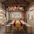 Traditional Craft Shop Interior With Colorful Lanterns Pottery Ornaments And Wooden Furniture