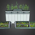 Indoor Vegetable Plants Growing In Multiple Planter Boxes With Shelf Setup 3d model